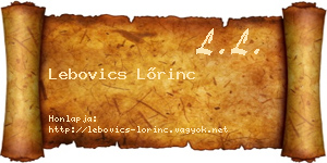 Lebovics Lőrinc névjegykártya