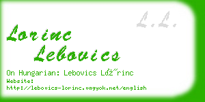 lorinc lebovics business card